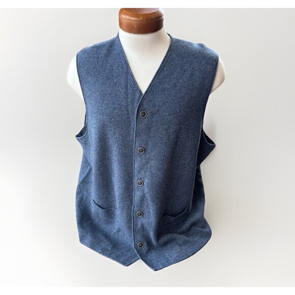 True Measure Other - True Measure Of A Man Mens Blue Merino Wool Sweater Vest Size 2XL